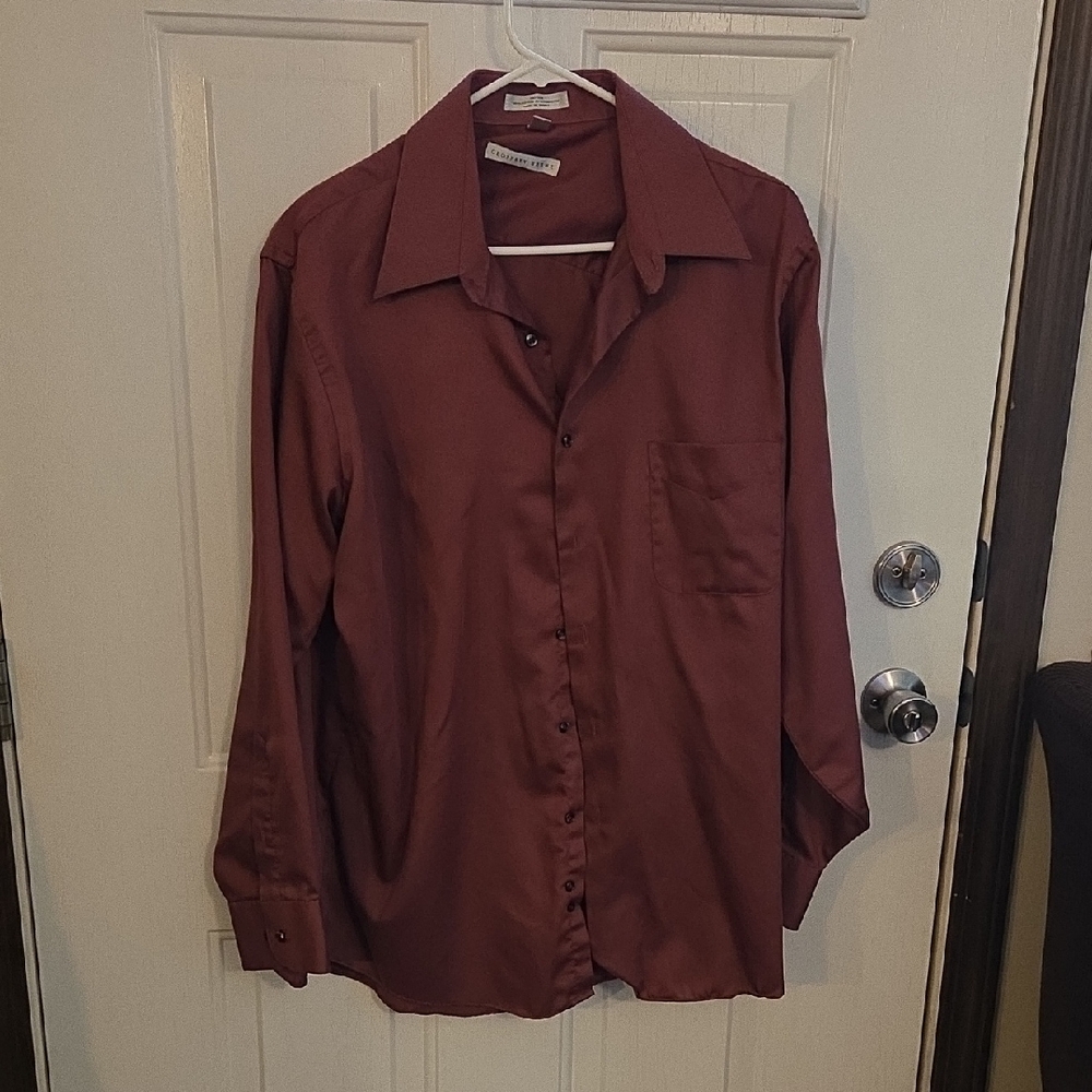 Geoffrey Beene Men's Maroon Casual Button Down Shirt Size XL